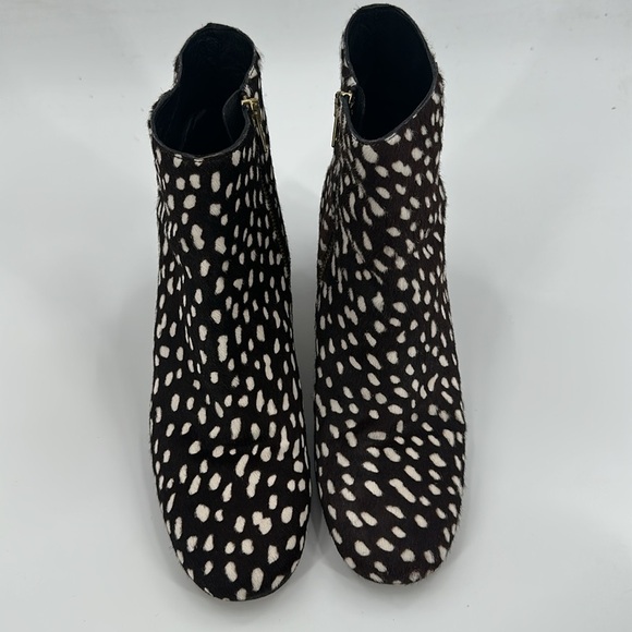 J. Crew Collection Side Zip Ankle Block Heels Spotted Leopard Calf Hair 9 - Picture 3 of 8